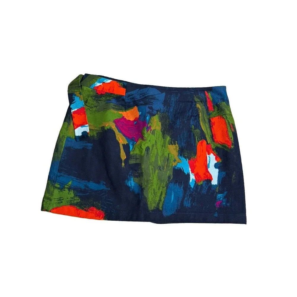 NWT Kate Spade Saturday Graphic Color Abstract Cotton Wrap Skirt Size 8